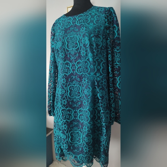 Elegant Blue Lace Dress - Picture 4 of 15